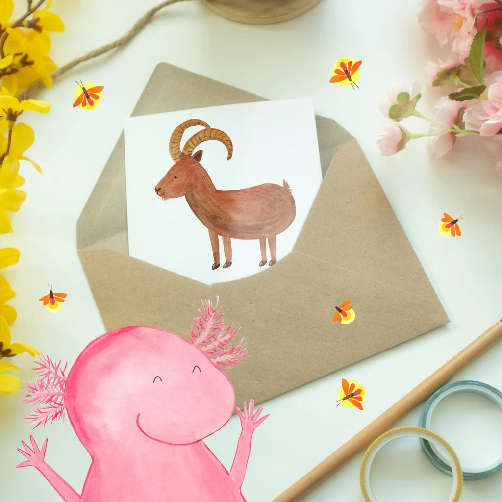 Greetings card Wer braucht einen Wecker, wenn man einen Steinbock hat? Pünktlicher geht's nicht! Klappkarte, Karte, Ansichtskarten, Hochzeitskarte, Einladungskarte, Glückwunschkarte, Geburtstagskarte, Grußkarte, Tierkreiszeichen, Sternzeichen, Horoskop, Astrologie, Aszendent
