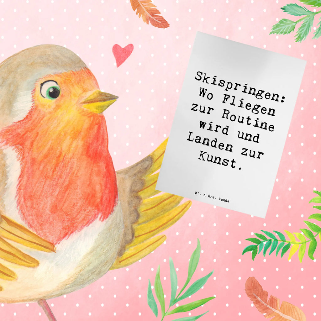 Greetings card Saying Skispringen: Wo Fliegen zur Routine wird und Landen zur Kunst. Hochzeitskarte, Grußkarte, Geburtstagskarte, Glückwunschkarte, Ansichtskarten, Einladungskarte, Klappkarte, Karte, Geschenk, Sport, Sportart, Hobby, Schenken, Danke, Dankeschön, Auszeichnung, Gewinn, Sportler