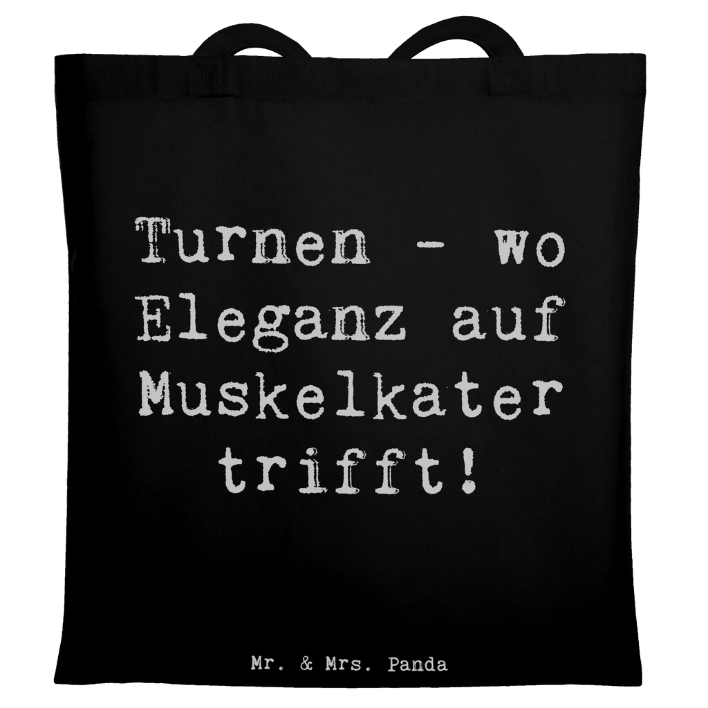 Tote bag Saying Turnen - wo Eleganz auf Muskelkater trifft! Tragetasche, Jutetasche, Jutebeutel, Laptoptasche, Schultertasche, Tasche, Shopper, Beutel, Einkaufstasche, Strandtasche, Stoffbeutel, Badetasche, Beuteltasche, Stofftasche, Einkaufstüte, Umhängetasche, Geschenk, Sport, Sportart, Hobby, Schenken, Danke, Dankeschön, Auszeichnung, Gewinn, Sportler