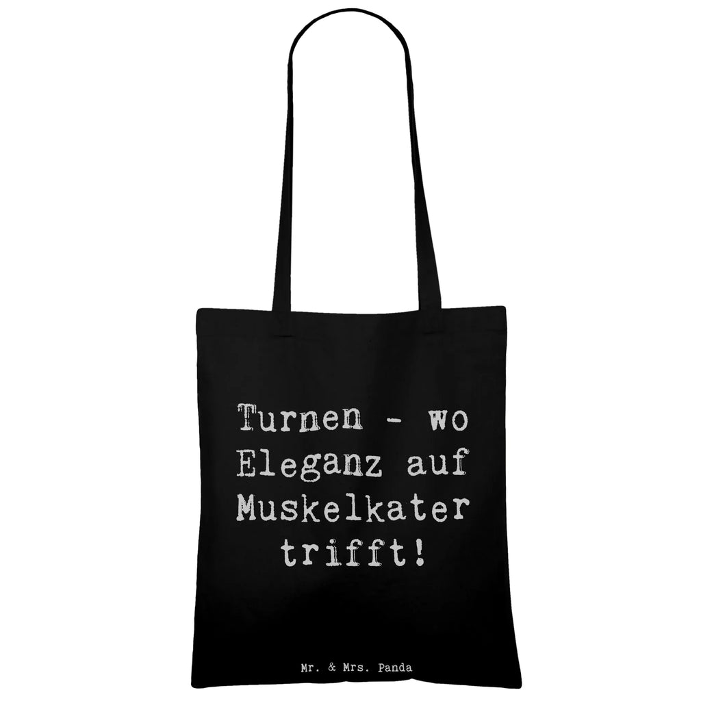 Tote bag Saying Turnen - wo Eleganz auf Muskelkater trifft! Tragetasche, Jutetasche, Jutebeutel, Laptoptasche, Schultertasche, Tasche, Shopper, Beutel, Einkaufstasche, Strandtasche, Stoffbeutel, Badetasche, Beuteltasche, Stofftasche, Einkaufstüte, Umhängetasche, Geschenk, Sport, Sportart, Hobby, Schenken, Danke, Dankeschön, Auszeichnung, Gewinn, Sportler