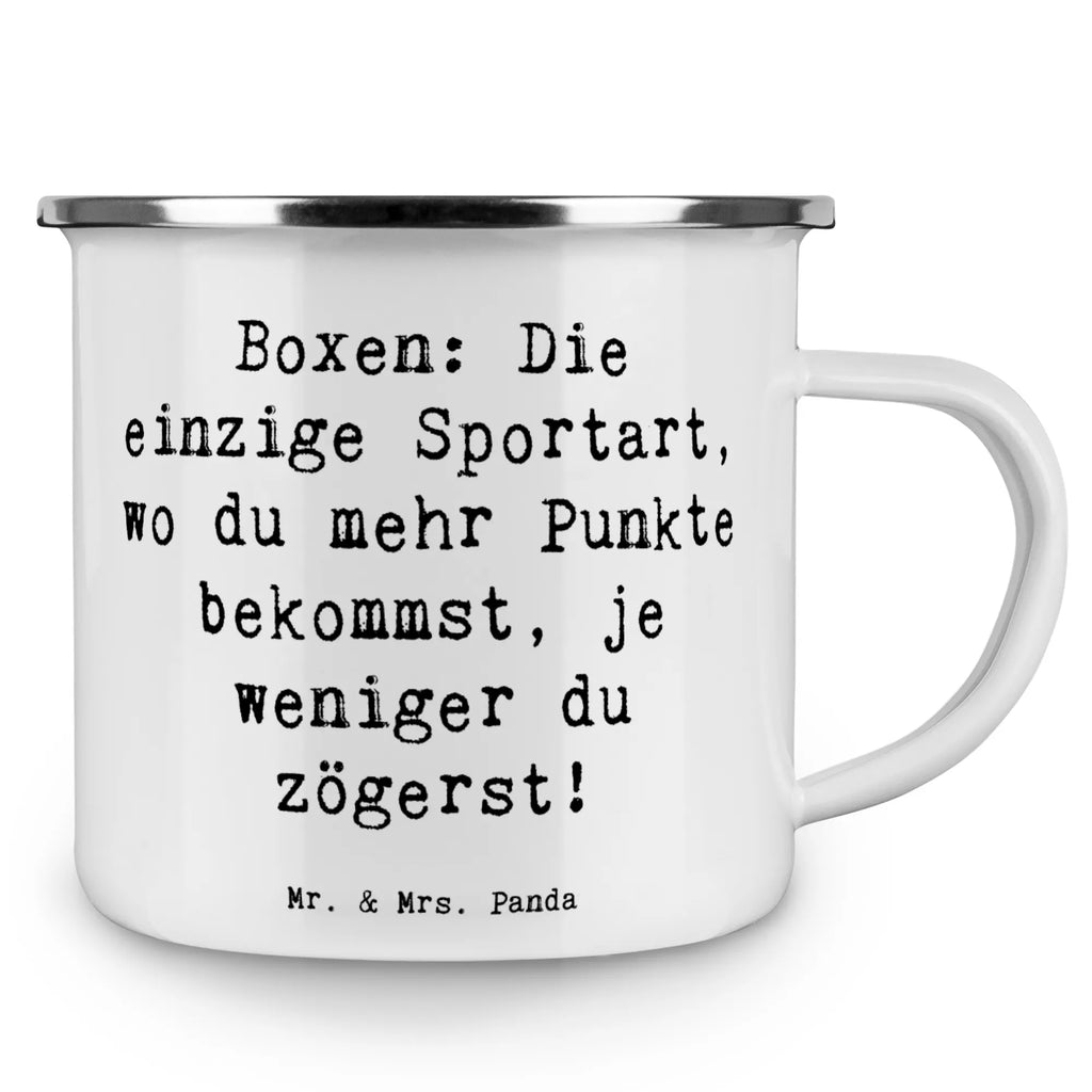 Enamel camping mug Saying Boxen: Die einzige Sportart, wo du mehr Punkte bekommst, je weniger du zögerst! reisetasse, Campingtasse, Emailletasse, emaillebecher, Pott, Campingbecher, Tasse, Metalltasse, Teebecher, blechbecher, wanderbecher, Emaille Becher, Blechtasse, Kaffeetasse, Teetasse, Tasse Emaille, Reisebecher, becher emaille, Kaffeebecher, metallbecher, Trinkbecher, Emaille Tasse, Becher, wandertasse, Geschenk, Schenken, Sport, Sportart, Hobby, Danke, Dankeschön, Auszeichnung, Gewinn, Sportler