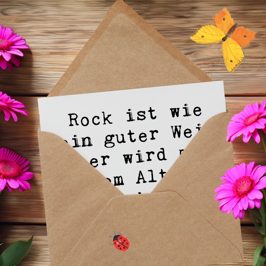 Deluxe Card Saying Rock ist wie ein guter Wein - er wird mit dem Alter immer besser. Oder war es lauter? Karte, Einladungskarte, Grußkarte, Geburtstagskarte, Klappkarte, Hochwertige Grußkarte, Hochwertige Klappkarte, Glückwunschkarte, Hochzeitskarte