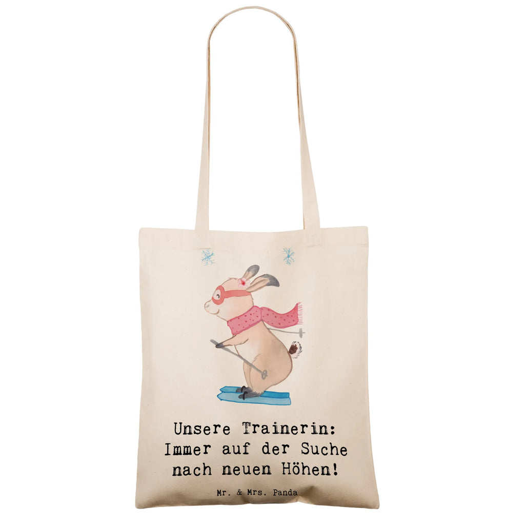 Tote bag Unsere Trainerin: Immer auf der Suche nach neuen Höhen! Laptoptasche, Shopper, Strandtasche, Jutebeutel, Tragetasche, Schultertasche, Beuteltasche, Jutetasche, Tasche, Stofftasche, Umhängetasche, Einkaufstüte, Beutel, Einkaufstasche, Stoffbeutel, Badetasche, Geschenk, Sport, Sportart, Hobby, Schenken, Danke, Dankeschön, Auszeichnung, Gewinn, Sportler