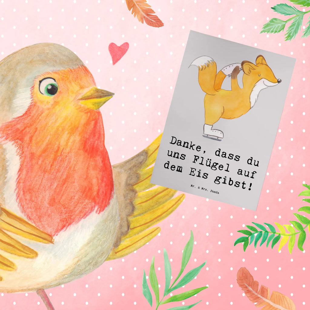 Greetings card Danke, dass du uns Flügel auf dem Eis gibst! Grußkarte, Einladungskarte, Ansichtskarten, Hochzeitskarte, Glückwunschkarte, Klappkarte, Karte, Geburtstagskarte, Geschenk, Sport, Sportart, Hobby, Schenken, Danke, Dankeschön, Auszeichnung, Gewinn, Sportler
