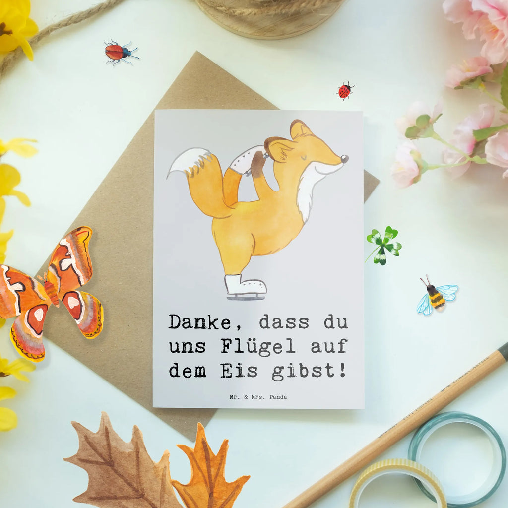 Greetings card Danke, dass du uns Flügel auf dem Eis gibst! Grußkarte, Einladungskarte, Ansichtskarten, Hochzeitskarte, Glückwunschkarte, Klappkarte, Karte, Geburtstagskarte, Geschenk, Sport, Sportart, Hobby, Schenken, Danke, Dankeschön, Auszeichnung, Gewinn, Sportler