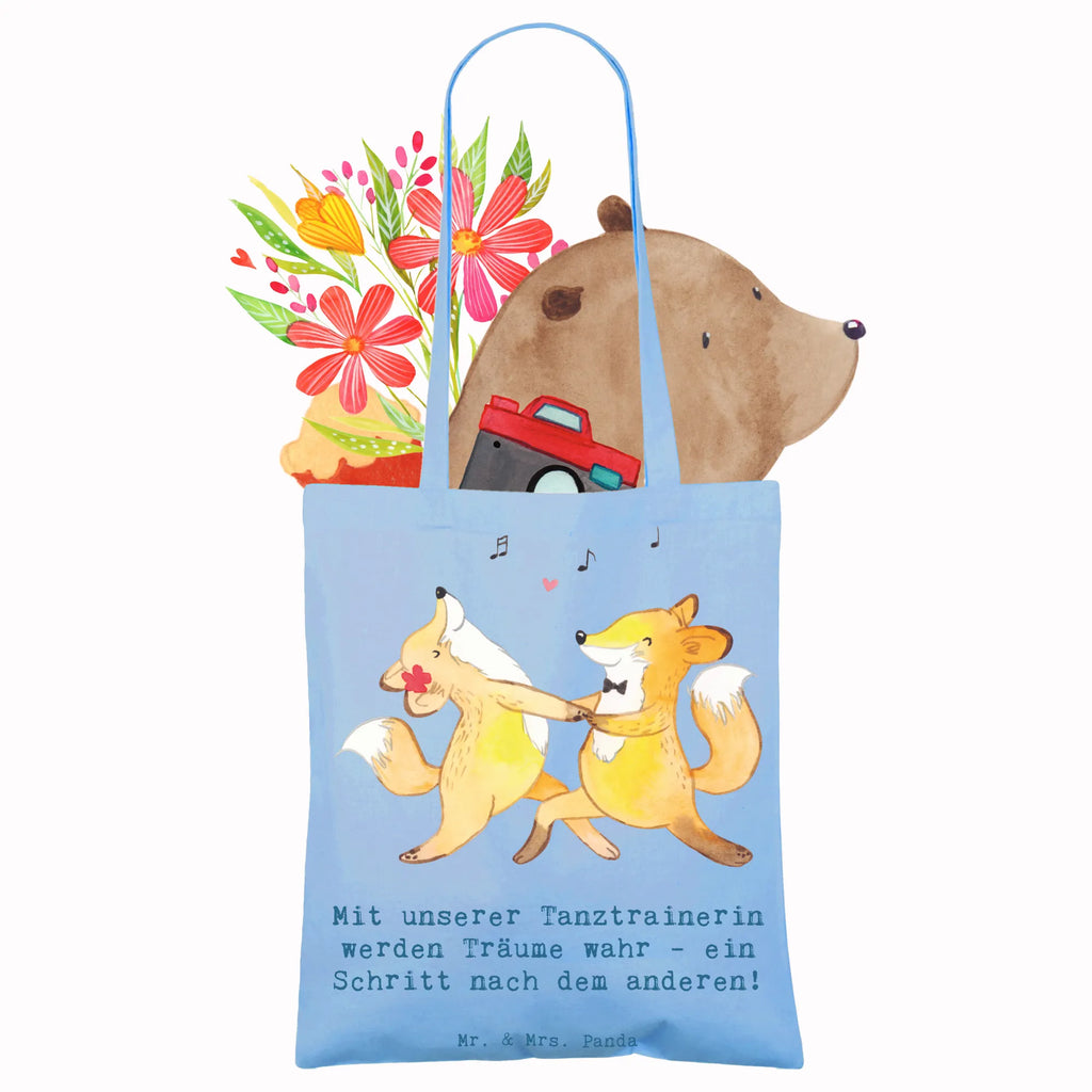 Tote bag Mit unserer Tanztrainerin werden Träume wahr - ein Schritt nach dem anderen! Jutebeutel, Einkaufstasche, Stofftasche, Badetasche, Strandtasche, Einkaufstüte, Laptoptasche, Tragetasche, Stoffbeutel, Schultertasche, Tasche, Jutetasche, Umhängetasche, Shopper, Beutel, Beuteltasche, Geschenk, Sport, Sportart, Hobby, Schenken, Danke, Dankeschön, Auszeichnung, Gewinn, Sportler