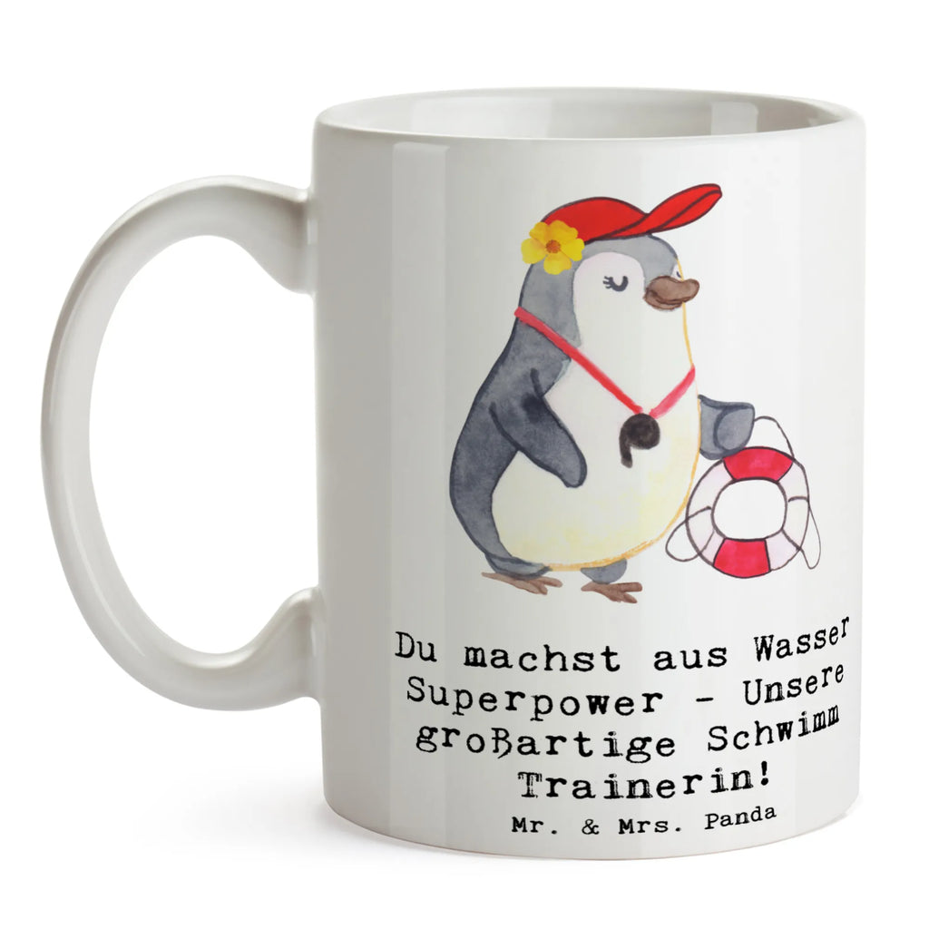Mug Du machst aus Wasser Superpower - Unsere großartige Schwimm Trainerin! Tasse, Kaffeetasse, Teetasse, Becher, Kaffeebecher, Teebecher, Keramiktasse, Porzellantasse, Büro Tasse, Geschenk Tasse, Tasse Sprüche, Tasse Motive, Kaffeetassen, Tasse bedrucken, Designer Tasse, Cappuccino Tassen, Schöne Teetassen, Geschenk, Sport, Sportart, Hobby, Schenken, Danke, Dankeschön, Auszeichnung, Gewinn, Sportler