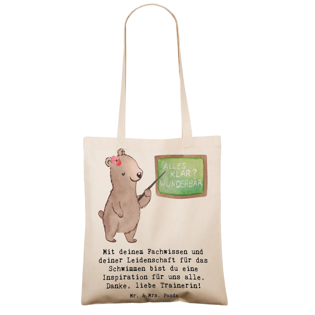 Tote bag Mit deinem Fachwissen und deiner Leidenschaft für das Schwimmen bist du eine Inspiration für uns alle. Danke, liebe Trainerin! Einkaufstasche, Beuteltasche, Stofftasche, Stoffbeutel, Einkaufstüte, Tasche, Strandtasche, Beutel, Shopper, Tragetasche, Schultertasche, Jutebeutel, Laptoptasche, Jutetasche, Badetasche, Umhängetasche, Geschenk, Sport, Sportart, Hobby, Schenken, Danke, Dankeschön, Auszeichnung, Gewinn, Sportler