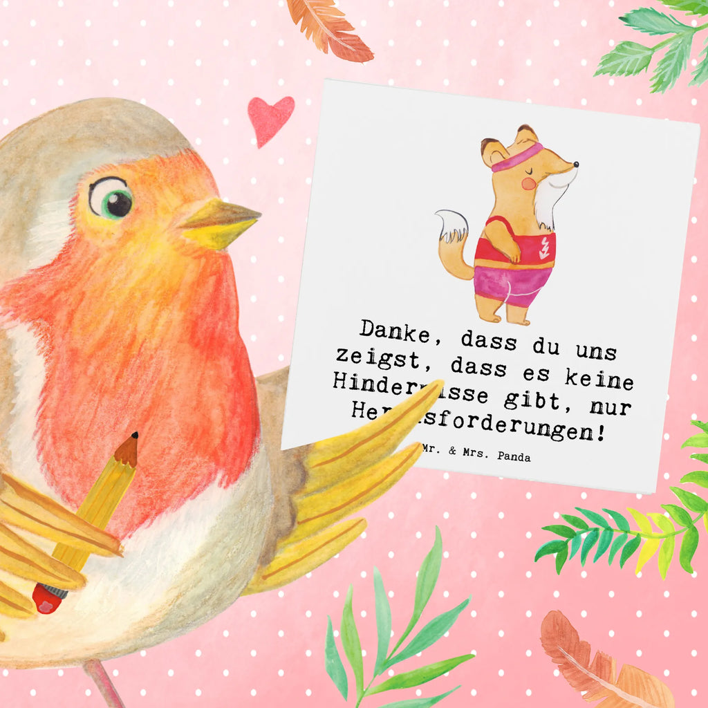 Deluxe Card Danke, dass du uns zeigst, dass es keine Hindernisse gibt, nur Herausforderungen! Grußkarte, Hochwertige Klappkarte, Karte, Hochwertige Grußkarte, Einladungskarte, Hochzeitskarte, Geburtstagskarte, Glückwunschkarte, Klappkarte, Geschenk, Sport, Sportart, Hobby, Schenken, Danke, Dankeschön, Auszeichnung, Gewinn, Sportler