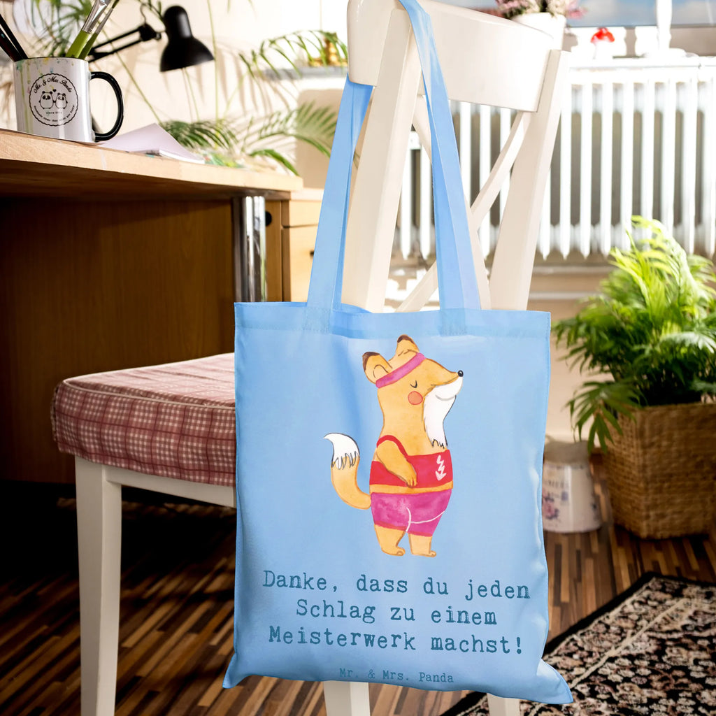 Tote bag Danke, dass du jeden Schlag zu einem Meisterwerk machst! Jutetasche, Umhängetasche, Einkaufstasche, Beuteltasche, Einkaufstüte, Tragetasche, Shopper, Beutel, Schultertasche, Jutebeutel, Badetasche, Laptoptasche, Stofftasche, Stoffbeutel, Tasche, Strandtasche, Geschenk, Sport, Sportart, Hobby, Schenken, Danke, Dankeschön, Auszeichnung, Gewinn, Sportler