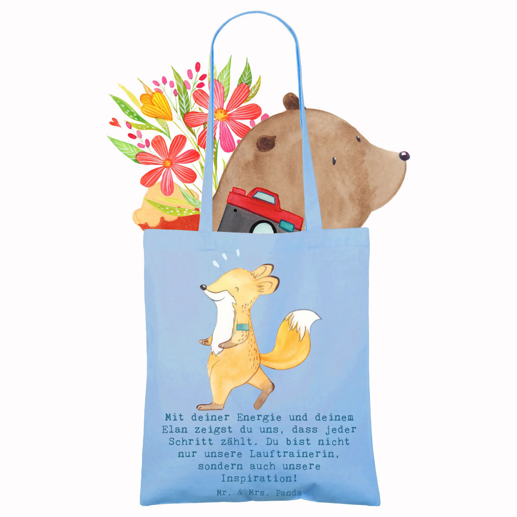 Tote bag Mit deiner Energie und deinem Elan zeigst du uns, dass jeder Schritt zählt. Du bist nicht nur unsere Lauftrainerin, sondern auch unsere Inspiration! Einkaufstüte, Laptoptasche, Tragetasche, Einkaufstasche, Shopper, Stoffbeutel, Jutebeutel, Schultertasche, Badetasche, Beutel, Tasche, Beuteltasche, Jutetasche, Stofftasche, Strandtasche, Umhängetasche, Geschenk, Sport, Sportart, Hobby, Schenken, Danke, Dankeschön, Auszeichnung, Gewinn, Sportler