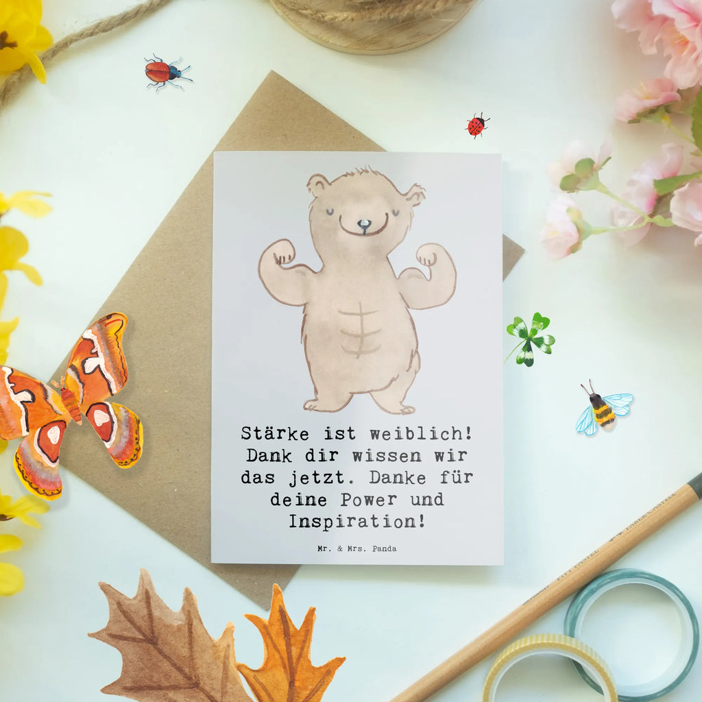 Greetings card Stärke ist weiblich! Dank dir wissen wir das jetzt. Danke für deine Power und Inspiration! Hochzeitskarte, Ansichtskarten, Grußkarte, Geburtstagskarte, Klappkarte, Einladungskarte, Glückwunschkarte, Karte, Geschenk, Sport, Sportart, Hobby, Schenken, Danke, Dankeschön, Auszeichnung, Gewinn, Sportler