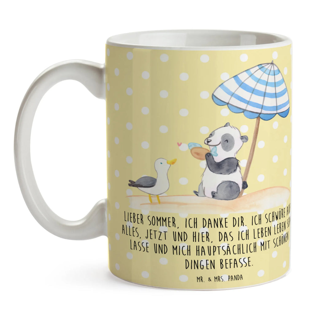 Mug Lieber Sommer, ich danke dir. Ich schwöre auf alles, jetzt und hier, das ich Leben leben sein lasse und mich hauptsächlich mit schönen Dingen befasse. Teetasse, Keramiktasse, Porzellantasse, Tasse mit Zitaten, Tasse mit Motiven, Kaffeetasse, Bürotasse, Geschenktasse, Tasse, Sommer, Sommermotive, Urlaubsmotive, Produkte für Urlauber, Sommer Produkte