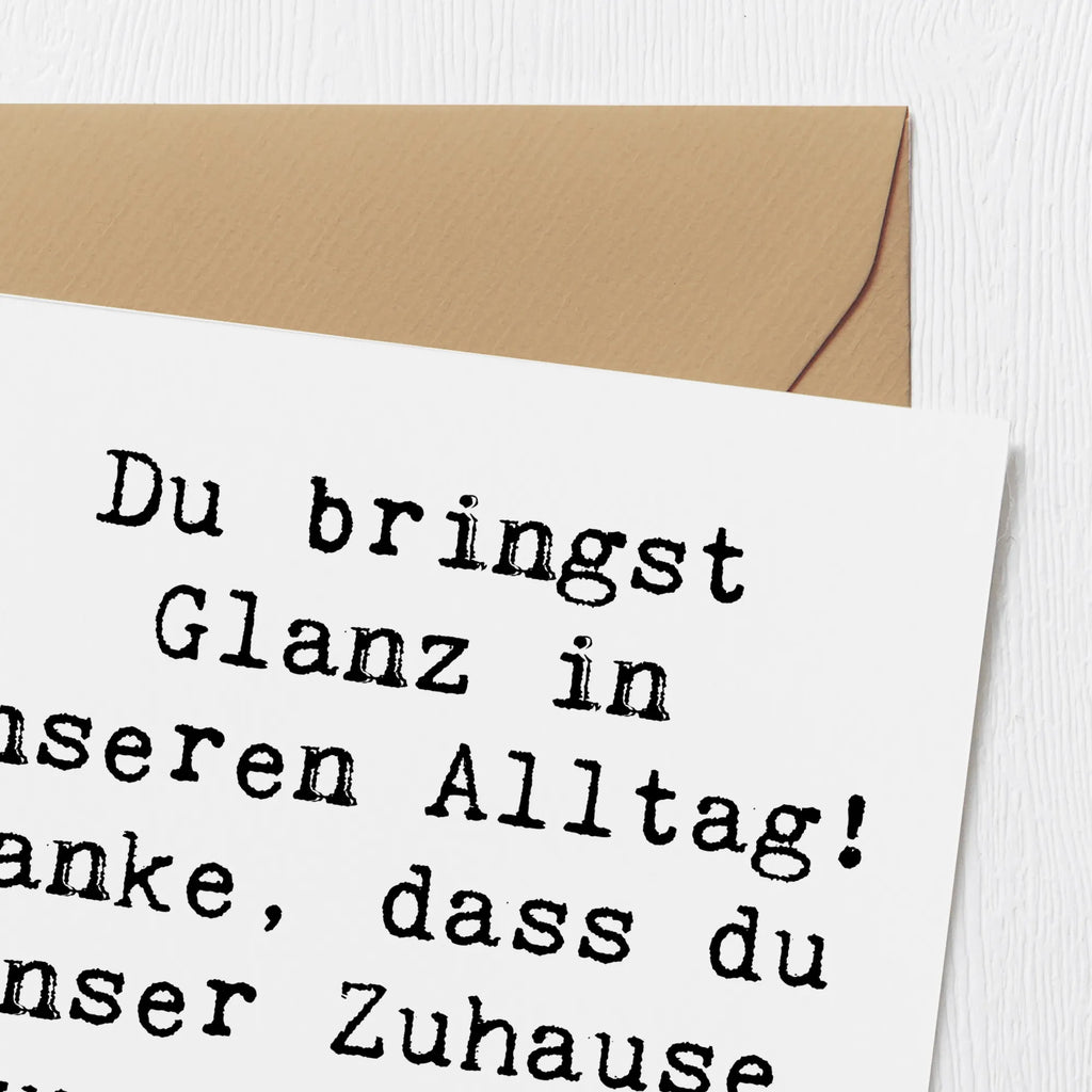 Deluxe Karte Spruch Glanz Putzfrau Karte, Hochzeitskarte, Grußkarte, Einladungskarte, Klappkarte, Geburtstagskarte, Hochwertige Klappkarte, Hochwertige Grußkarte, Glückwunschkarte