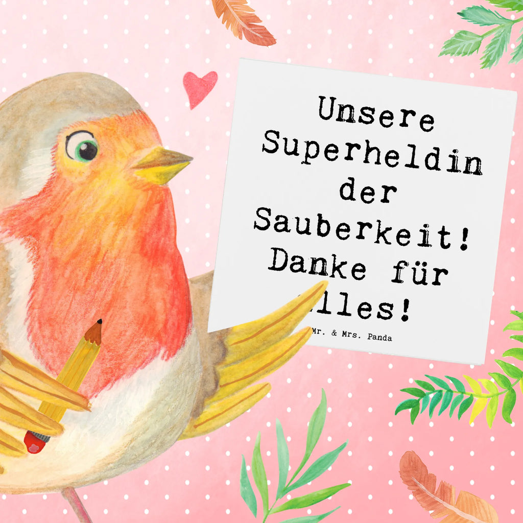 Deluxe Karte Unsere Superheldin der Sauberkeit! Danke für alles! Karte, Grußkarte, Klappkarte, Einladungskarte, Glückwunschkarte, Hochzeitskarte, Geburtstagskarte, Hochwertige Grußkarte, Hochwertige Klappkarte