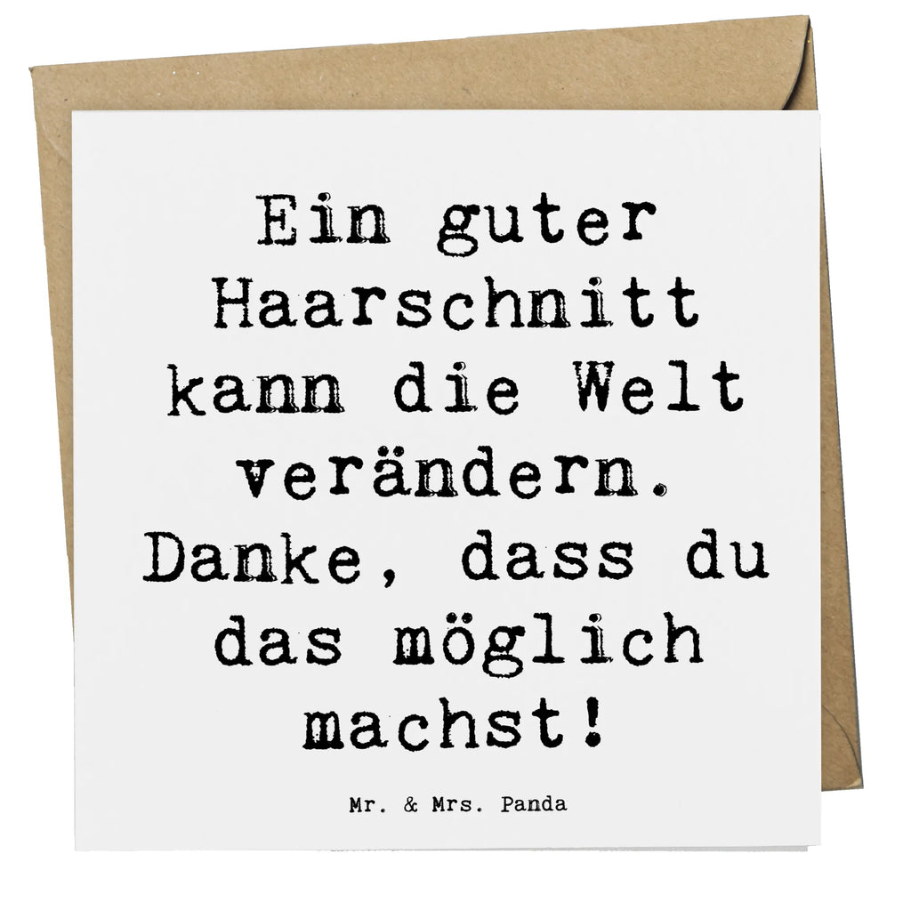 Deluxe Card Saying Ein guter Haarschnitt kann die Welt verändern. Danke, dass du das möglich machst! Karte, Grußkarte, Klappkarte, Einladungskarte, Glückwunschkarte, Hochzeitskarte, Geburtstagskarte, Hochwertige Grußkarte, Hochwertige Klappkarte