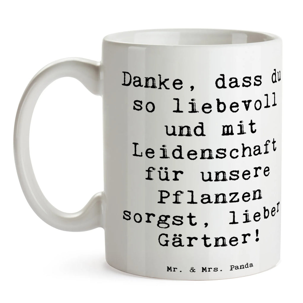 Mug Saying Danke, dass du so liebevoll und mit Leidenschaft für unsere Pflanzen sorgst, lieber Gärtner! Porzellantasse, Tasse mit Motiven, Tasse mit Zitaten, Kaffeetasse, Keramiktasse, Bürotasse, Geschenktasse, Tasse, Teetasse