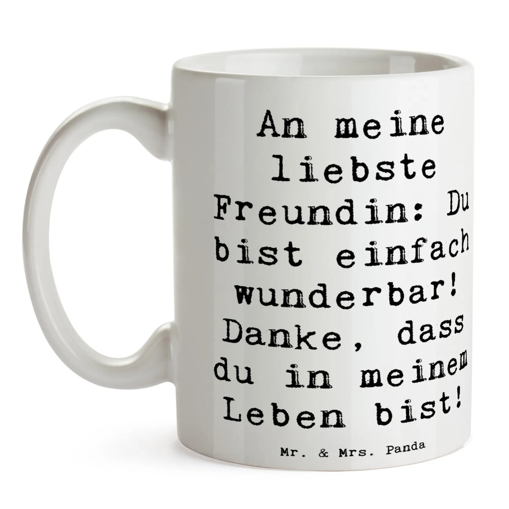 Mug Saying An meine liebste Freundin: Du bist einfach wunderbar! Danke, dass du in meinem Leben bist! Tasse mit Zitaten, Teetasse, Tasse, Keramiktasse, Kaffeetasse, Tasse mit Motiven, Bürotasse, Geschenktasse, Porzellantasse, sprüche, zitate, spruch kollektion, inspiration, motivation, lebensweisheiten, geschenkideen, wanddeko, wohnaccessoires, sprüche sammlung, schöne sprüche, glück, liebe, freude, lächeln, alltag verschönern, nachhaltige geschenke, dekoration, kreativ, einzigartig, shopify, mr and mrs panda