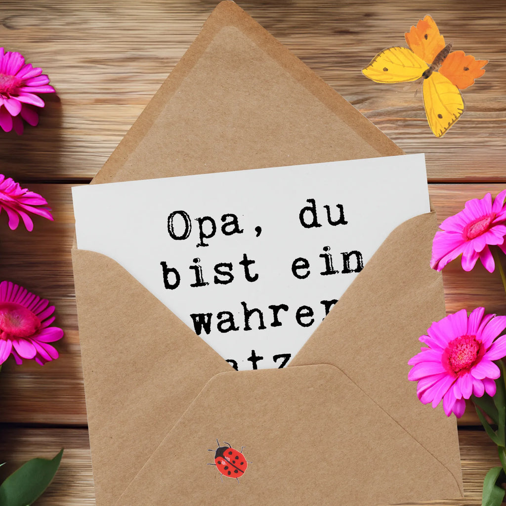 Deluxe Card Saying Opa, du bist ein wahrer Schatz für unsere Familie. Karte, Grußkarte, Klappkarte, Einladungskarte, Glückwunschkarte, Hochzeitskarte, Geburtstagskarte, Hochwertige Grußkarte, Hochwertige Klappkarte
