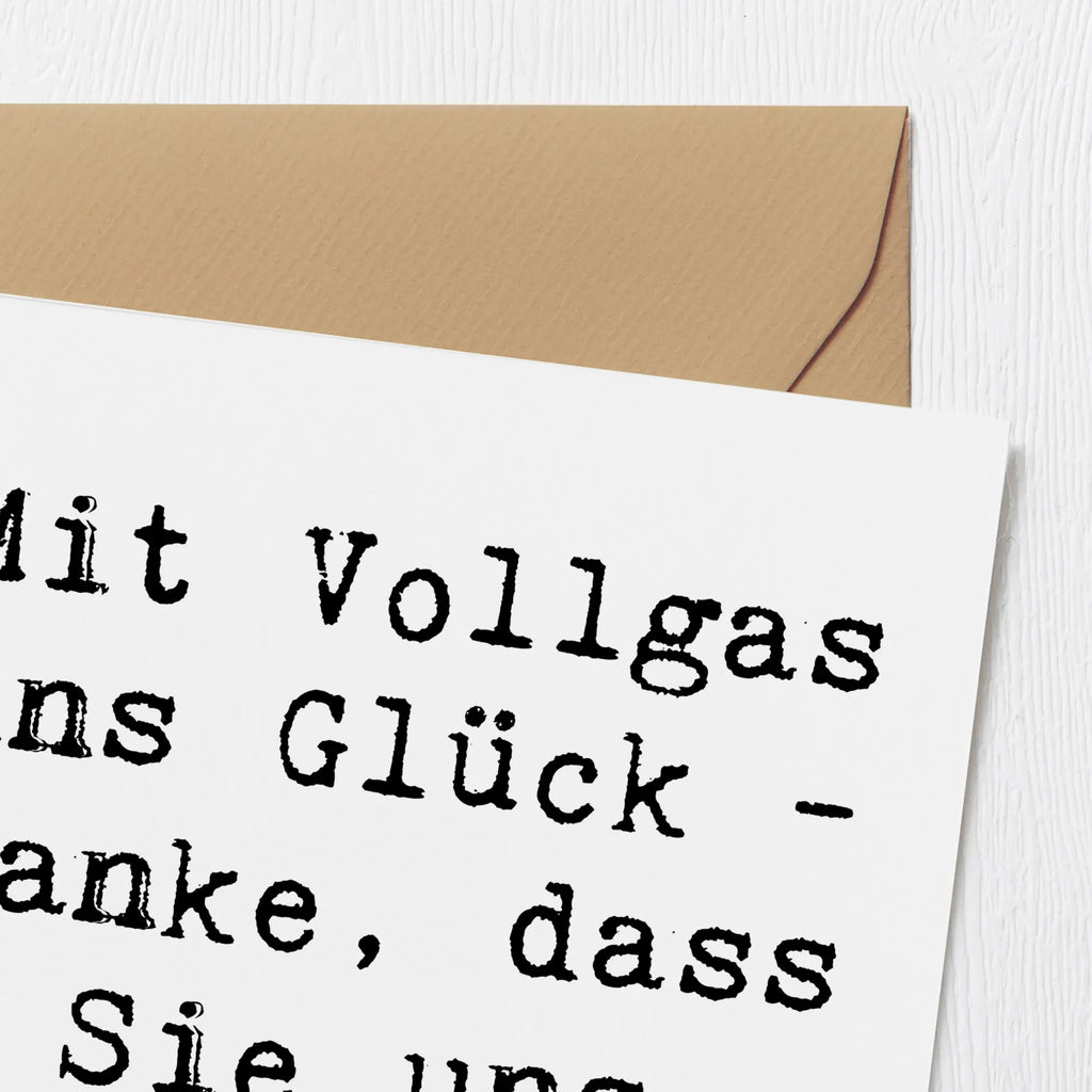 Deluxe Card Saying Mit Vollgas ins Glück - Danke, dass Sie uns fahren! Hochzeitskarte, Klappkarte, Hochwertige Grußkarte, Geburtstagskarte, Hochwertige Klappkarte, Karte, Grußkarte, Einladungskarte, Glückwunschkarte