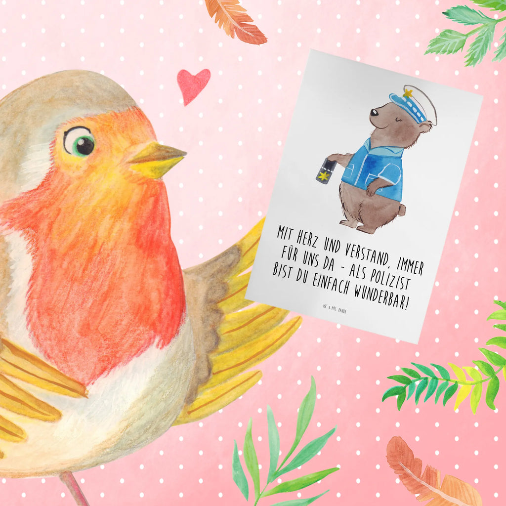Greetings card Mit Herz und Verstand, immer für uns da - als Polizist bist du einfach wunderbar! Ansichtskarten, Geburtstagskarte, Klappkarte, Karte, Einladungskarte, Grußkarte, Glückwunschkarte, Hochzeitskarte
