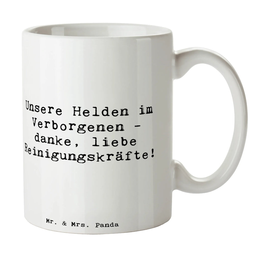 Mug Saying Unsere Helden im Verborgenen - danke, liebe Reinigungskräfte! Tasse mit Zitaten, Kaffeetasse, Bürotasse, Geschenktasse, Tasse mit Motiven, Keramiktasse, Porzellantasse, Tasse, Teetasse