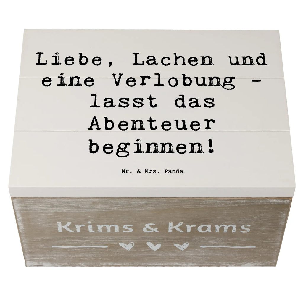 Wooden chest Saying Liebe, Lachen und eine Verlobung - lasst das Abenteuer beginnen! Aufbewahrungsbox, Dekokiste, Schatulle, Kiste, Holzkiste, Erinnerungsbox, XXL, Erinnerungskiste, Schatzkiste, Geschenkbox, Geschenkdose, Truhe, Hochzeit, Hochzeitsgeschenk, Ehe, Hochzeitsfeier, Trauung, Trauungsgeschenk, Hochzeitskarte, Verlobungsfeier, Verlobungsgeschenk, Hochzeitsgeschenkideen, Hochzeitsgeschenke für Brautpaar