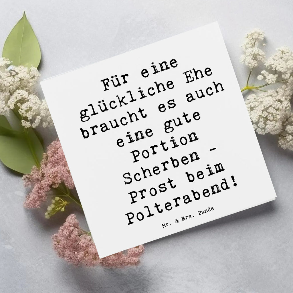 Deluxe Card Saying Für eine glückliche Ehe braucht es auch eine gute Portion Scherben - Prost beim Polterabend! Karte, Grußkarte, Klappkarte, Einladungskarte, Glückwunschkarte, Hochzeitskarte, Geburtstagskarte, Hochwertige Grußkarte, Hochwertige Klappkarte, Hochzeit, Hochzeitsgeschenk, Ehe, Hochzeitsfeier, Trauung, Trauungsgeschenk, Verlobungsfeier, Verlobungsgeschenk, Hochzeitsgeschenkideen, Hochzeitsgeschenke für Brautpaar