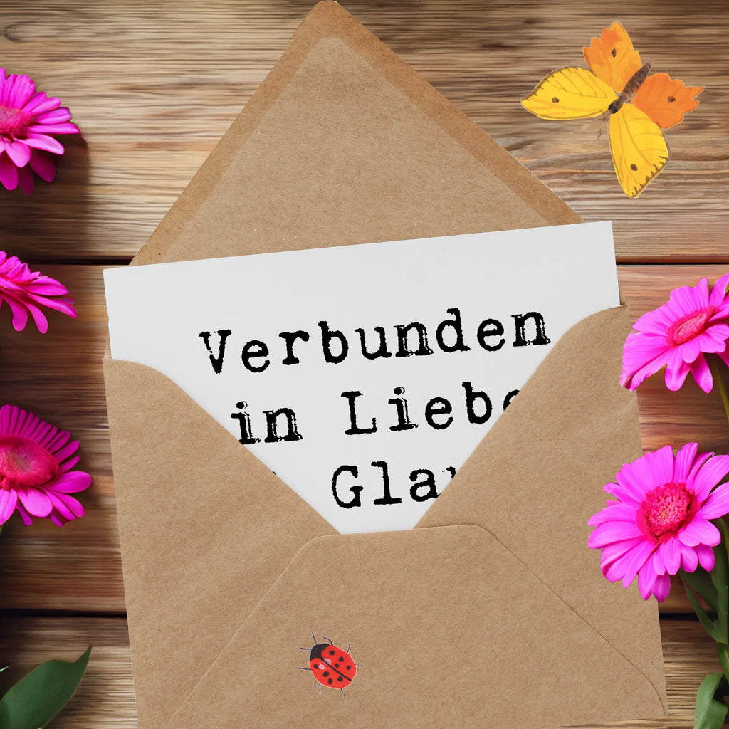 Deluxe Karte Verbunden in Liebe und Glaube, ein Leben lang. Karte, Grußkarte, Klappkarte, Einladungskarte, Glückwunschkarte, Hochzeitskarte, Geburtstagskarte, Hochwertige Grußkarte, Hochwertige Klappkarte, Hochzeit, Hochzeitsgeschenk, Ehe, Hochzeitsfeier, Trauung, Trauungsgeschenk, Verlobungsfeier, Verlobungsgeschenk, Hochzeitsgeschenkideen, Hochzeitsgeschenke für Brautpaar