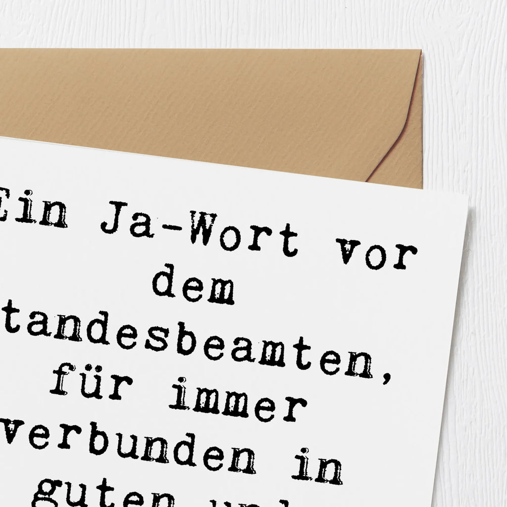 Deluxe Card Saying Ein Ja-Wort vor dem Standesbeamten, für immer verbunden in guten und schlechten Zeiten. Karte, Grußkarte, Klappkarte, Einladungskarte, Glückwunschkarte, Hochzeitskarte, Geburtstagskarte, Hochwertige Grußkarte, Hochwertige Klappkarte, Hochzeit, Hochzeitsgeschenk, Ehe, Hochzeitsfeier, Trauung, Trauungsgeschenk, Verlobungsfeier, Verlobungsgeschenk, Hochzeitsgeschenkideen, Hochzeitsgeschenke für Brautpaar