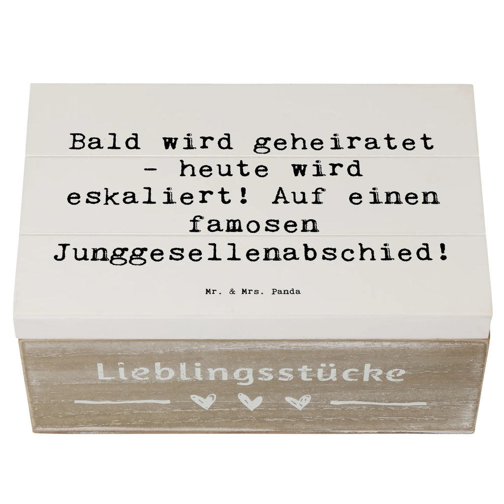 Wooden chest Saying Bald wird geheiratet - heute wird eskaliert! Auf einen famosen Junggesellenabschied! Holzkiste, Kiste, Schatzkiste, Truhe, Schatulle, XXL, Erinnerungsbox, Erinnerungskiste, Dekokiste, Aufbewahrungsbox, Geschenkbox, Geschenkdose, Hochzeit, Hochzeitsgeschenk, Ehe, Hochzeitsfeier, Trauung, Trauungsgeschenk, Hochzeitskarte, Verlobungsfeier, Verlobungsgeschenk, Hochzeitsgeschenkideen, Hochzeitsgeschenke für Brautpaar