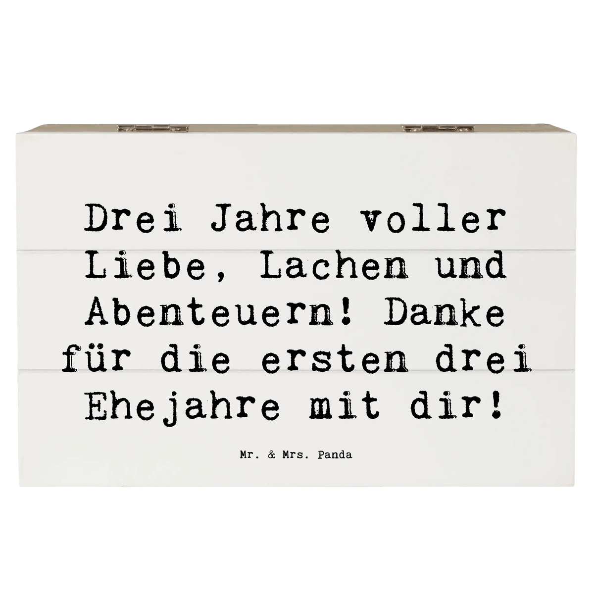 Wooden chest Saying Drei Jahre voller Liebe, Lachen und Abenteuern! Danke für die ersten drei Ehejahre mit dir! Wedding, gifts, marriage