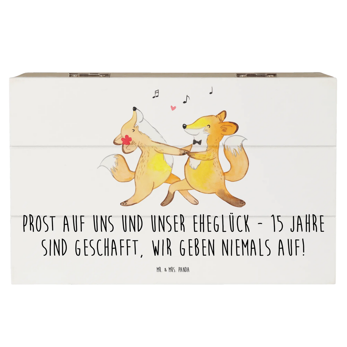 Wooden chest Prost auf uns und unser Eheglück - 15 Jahre sind geschafft, wir geben niemals auf! gifts, marriage, Wedding