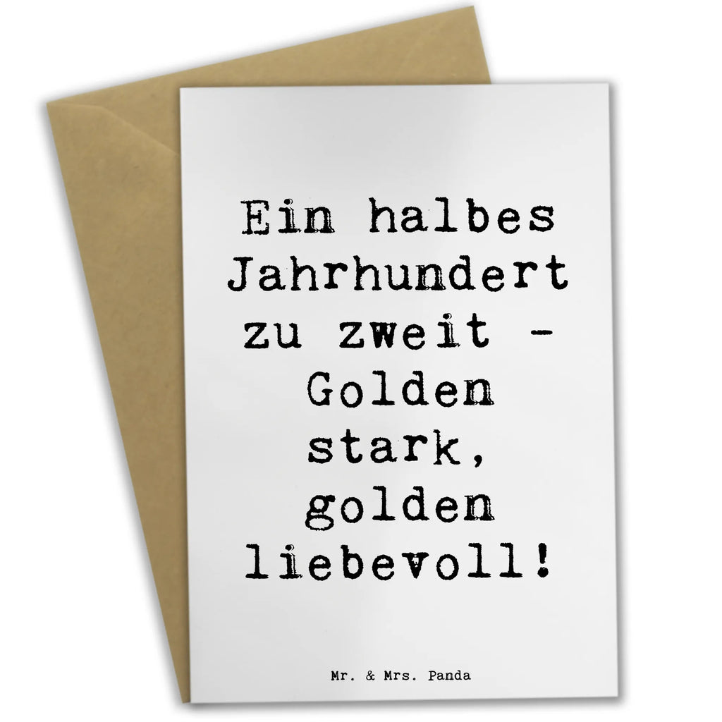 Greetings card Saying Ein halbes Jahrhundert zu zweit - Golden stark, golden liebevoll! Klappkarte, Glückwunschkarte, Hochzeitskarte, Einladungskarte, Grußkarte, Geburtstagskarte, Karte, Ansichtskarten, Hochzeit, Hochzeitsgeschenk, Ehe, Hochzeitsfeier, Trauung, Trauungsgeschenk, Verlobungsfeier, Verlobungsgeschenk, Hochzeitsgeschenkideen, Hochzeitsgeschenke für Brautpaar