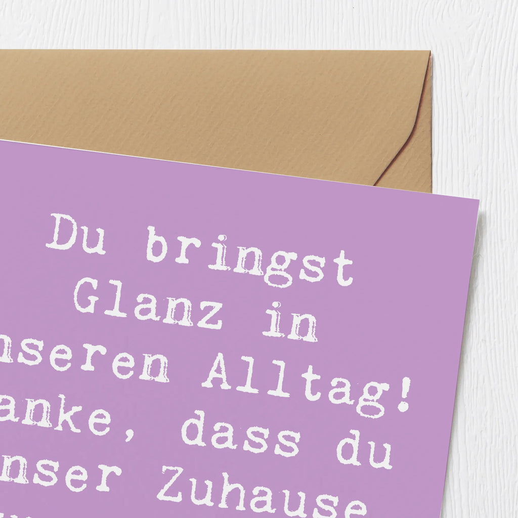 Deluxe Karte Spruch Glanz Putzfrau Karte, Hochzeitskarte, Grußkarte, Einladungskarte, Klappkarte, Geburtstagskarte, Hochwertige Klappkarte, Hochwertige Grußkarte, Glückwunschkarte
