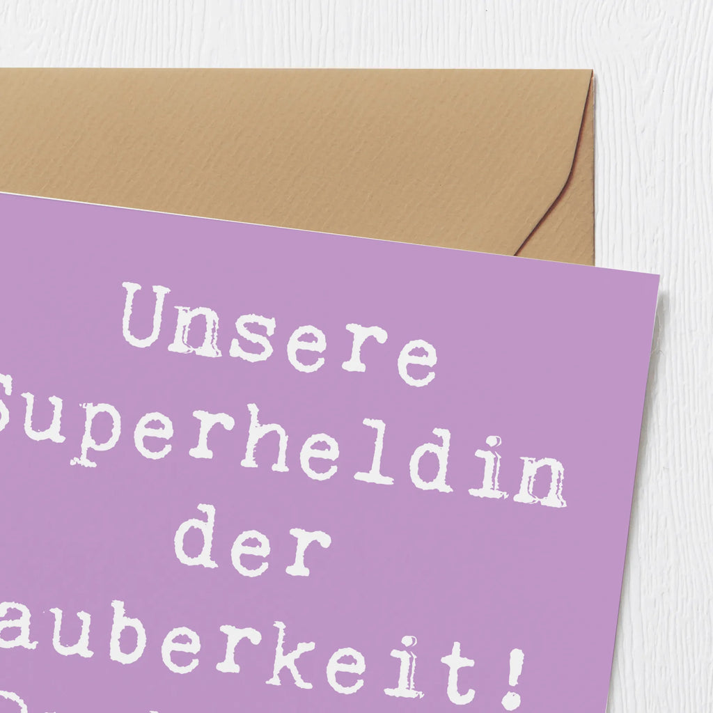 Deluxe Karte Unsere Superheldin der Sauberkeit! Danke für alles! Karte, Grußkarte, Klappkarte, Einladungskarte, Glückwunschkarte, Hochzeitskarte, Geburtstagskarte, Hochwertige Grußkarte, Hochwertige Klappkarte