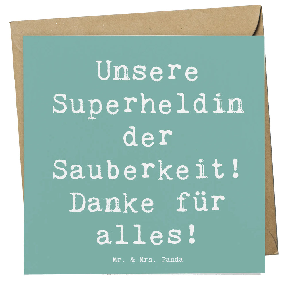 Deluxe Karte Unsere Superheldin der Sauberkeit! Danke für alles! Karte, Grußkarte, Klappkarte, Einladungskarte, Glückwunschkarte, Hochzeitskarte, Geburtstagskarte, Hochwertige Grußkarte, Hochwertige Klappkarte