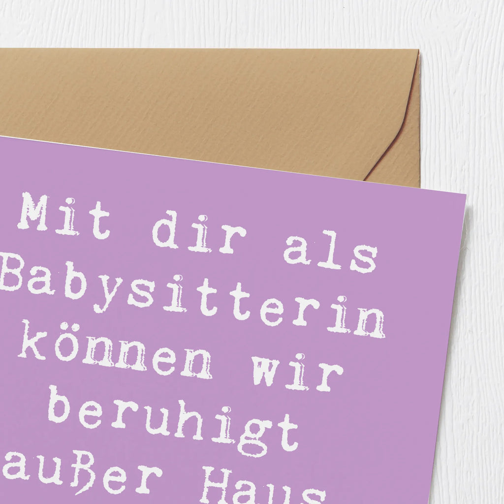 Deluxe Card Saying Mit dir als Babysitterin können wir beruhigt außer Haus gehen - danke für alles! Karte, Grußkarte, Klappkarte, Einladungskarte, Glückwunschkarte, Hochzeitskarte, Geburtstagskarte, Hochwertige Grußkarte, Hochwertige Klappkarte