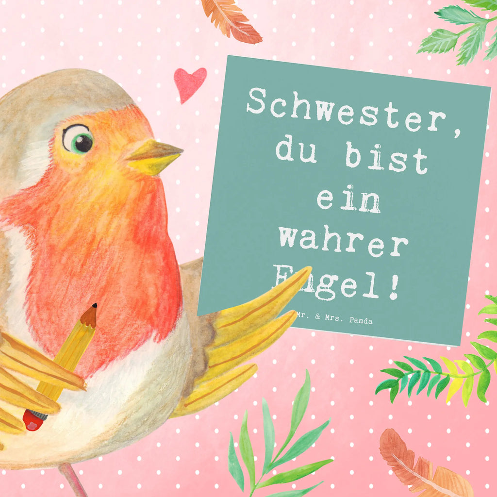 Deluxe Card Saying Schwester, du bist ein wahrer Engel! Hochwertige Klappkarte, Karte, Einladungskarte, Hochzeitskarte, Glückwunschkarte, Grußkarte, Geburtstagskarte, Hochwertige Grußkarte, Klappkarte