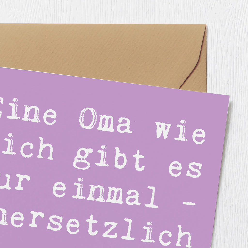 Deluxe Card Saying Eine Oma wie dich gibt es nur einmal - unersetzlich und wunderbar! Karte, Grußkarte, Klappkarte, Einladungskarte, Glückwunschkarte, Hochzeitskarte, Geburtstagskarte, Hochwertige Grußkarte, Hochwertige Klappkarte