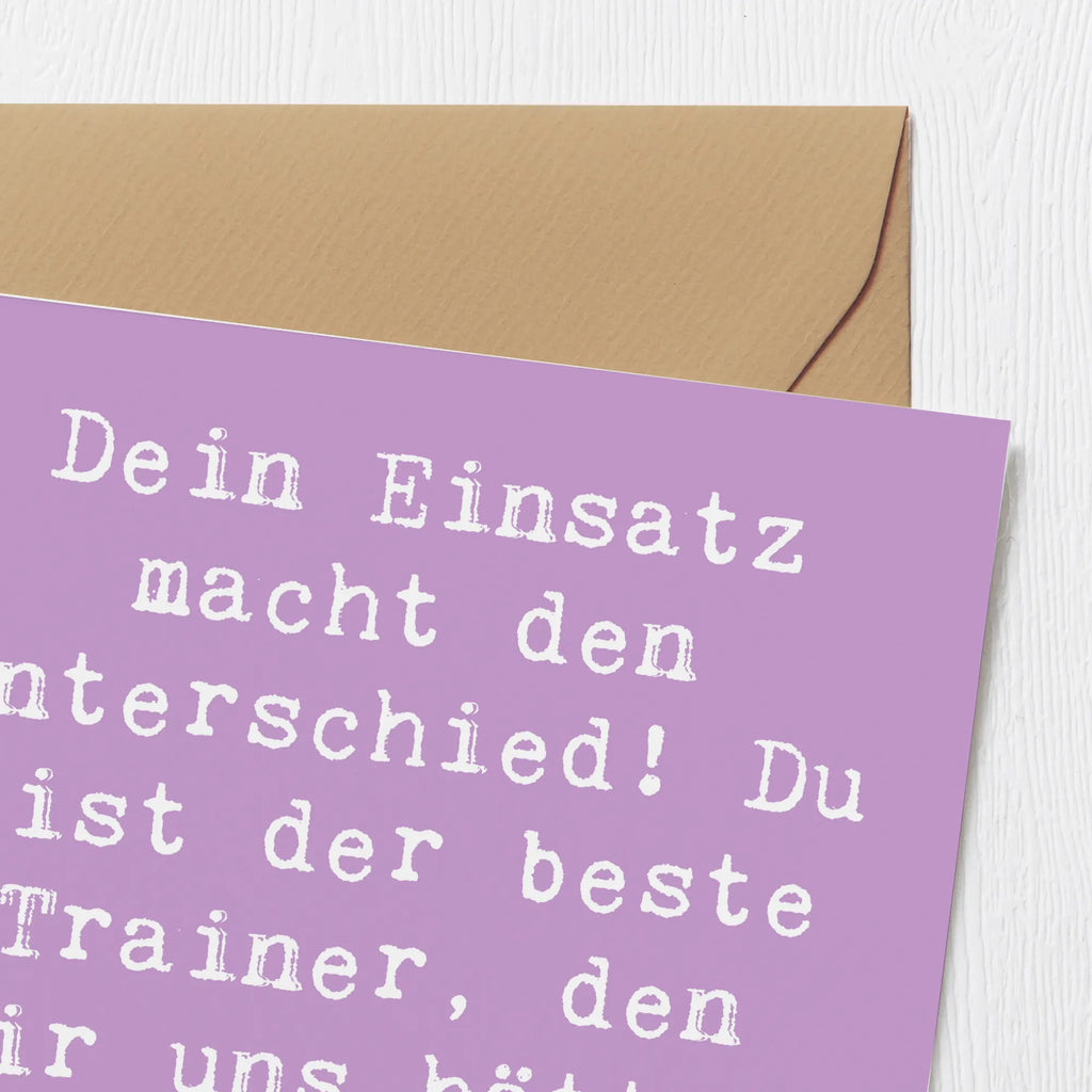Deluxe Card Saying Dein Einsatz macht den Unterschied! Du bist der beste Trainer, den wir uns hätten wünschen können. Karte, Grußkarte, Klappkarte, Einladungskarte, Glückwunschkarte, Hochzeitskarte, Geburtstagskarte, Hochwertige Grußkarte, Hochwertige Klappkarte