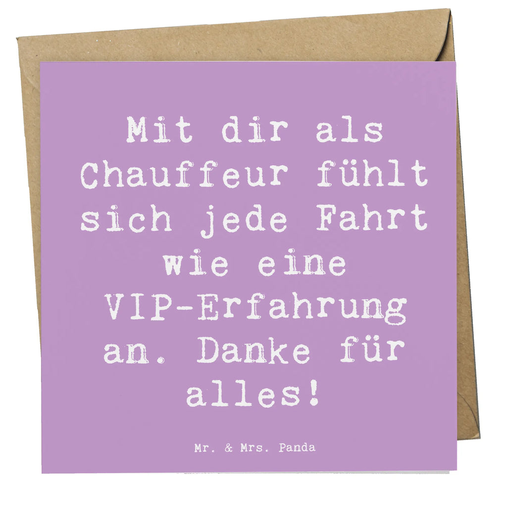 Deluxe Card Saying Mit dir als Chauffeur fühlt sich jede Fahrt wie eine VIP-Erfahrung an. Danke für alles! Karte, Grußkarte, Klappkarte, Einladungskarte, Glückwunschkarte, Hochzeitskarte, Geburtstagskarte, Hochwertige Grußkarte, Hochwertige Klappkarte