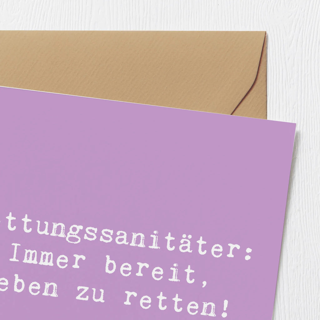 Deluxe Card Saying Rettungssanitäter: Immer bereit, Leben zu retten! Karte, Grußkarte, Klappkarte, Einladungskarte, Glückwunschkarte, Hochzeitskarte, Geburtstagskarte, Hochwertige Grußkarte, Hochwertige Klappkarte