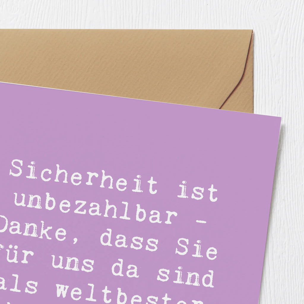 Deluxe Card Saying Sicherheit ist unbezahlbar - Danke, dass Sie für uns da sind als weltbester Sicherheitsdienst! Karte, Grußkarte, Klappkarte, Einladungskarte, Glückwunschkarte, Hochzeitskarte, Geburtstagskarte, Hochwertige Grußkarte, Hochwertige Klappkarte
