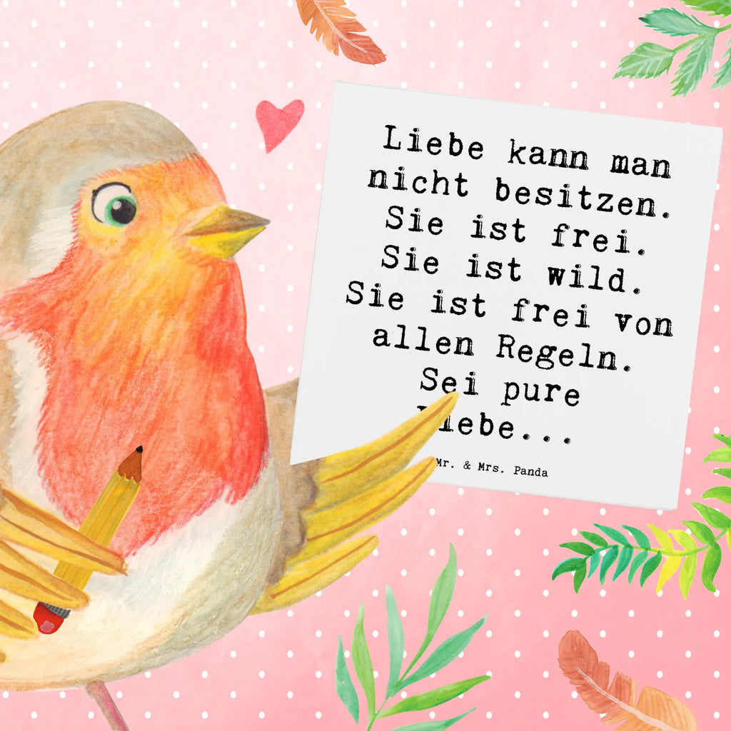 Deluxe Karte Spruch Liebe und Freiheit Grußkarte, Glückwunschkarte, Geburtstagskarte, Hochzeitskarte, Einladungskarte, Karte, Hochwertige Klappkarte, Klappkarte, Hochwertige Grußkarte, sprüche, zitate, spruch kollektion, inspiration, motivation, lebensweisheiten, geschenkideen, wanddeko, wohnaccessoires, sprüche sammlung, schöne sprüche, glück, liebe, freude, lächeln, alltag verschönern, nachhaltige geschenke, dekoration, kreativ, einzigartig, shopify, mr and mrs panda