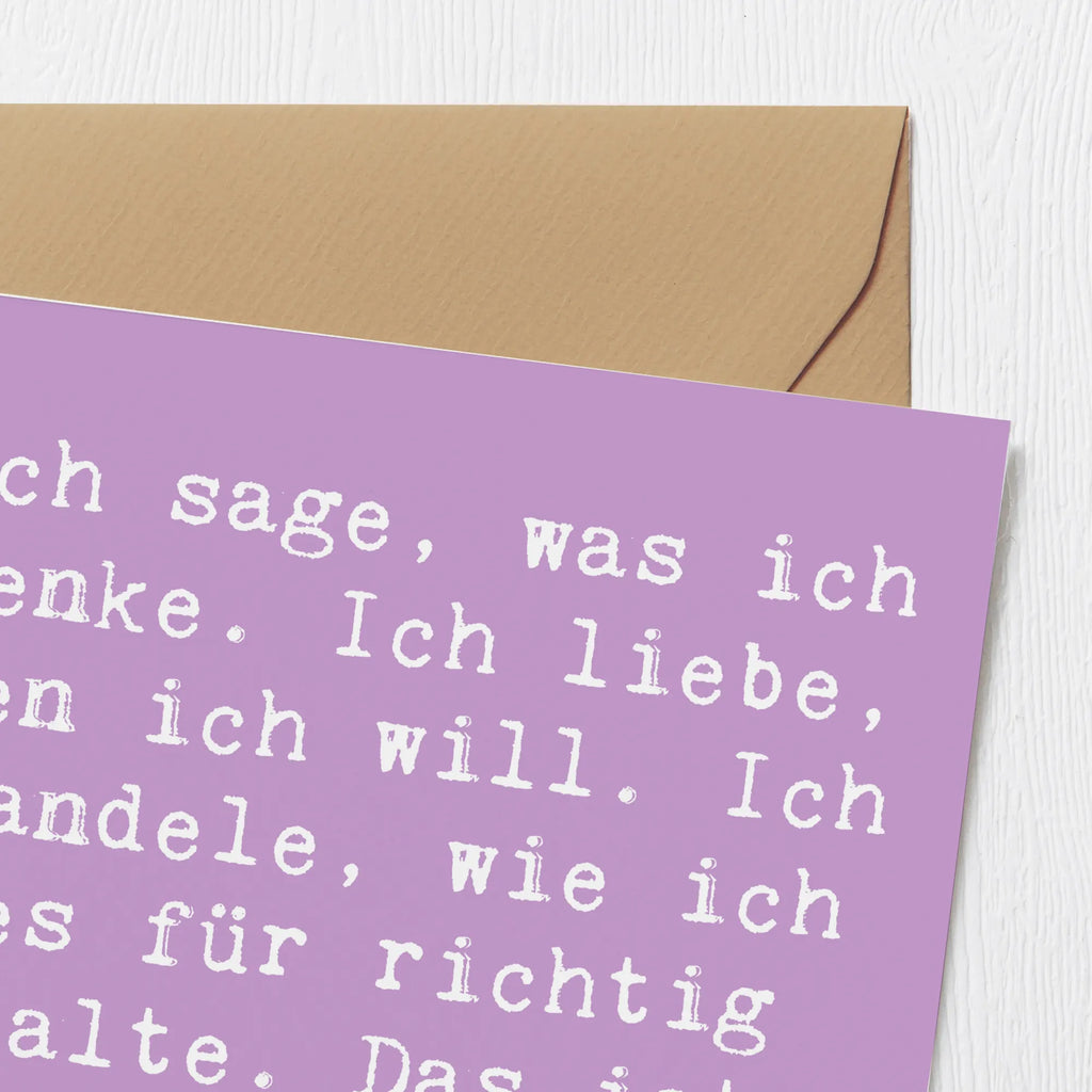 Deluxe Card Saying Ich sage, was ich denke. Ich liebe, wen ich will. Ich handele, wie ich es für richtig halte. Das ist für mich Freiheit!  Geburtstagskarte, Einladungskarte, Glückwunschkarte, Karte, Klappkarte, Hochwertige Klappkarte, Hochwertige Grußkarte, Grußkarte, Hochzeitskarte, sprüche, zitate, spruch kollektion, inspiration, motivation, lebensweisheiten, geschenkideen, wanddeko, wohnaccessoires, sprüche sammlung, schöne sprüche, glück, liebe, freude, lächeln, alltag verschönern, nachhaltige geschenke, dekoration, kreativ, einzigartig, shopify, mr and mrs panda