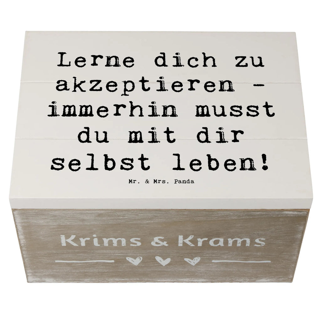 Holzkiste Spruch Selbstakzeptanz Lernen Erinnerungskiste, Erinnerungsbox, Schatzkiste, Kiste, Truhe, Holzkiste, Aufbewahrungsbox, XXL, Geschenkbox, Schatulle, Dekokiste, Geschenkdose