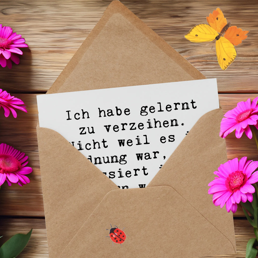 Deluxe Karte Spruch Vergebung und Neubeginn Grußkarte, Einladungskarte, Klappkarte, Karte, Hochwertige Grußkarte, Hochzeitskarte, Glückwunschkarte, Hochwertige Klappkarte, Geburtstagskarte, sprüche, zitate, spruch kollektion, inspiration, motivation, lebensweisheiten, geschenkideen, wanddeko, wohnaccessoires, sprüche sammlung, schöne sprüche, glück, liebe, freude, lächeln, alltag verschönern, nachhaltige geschenke, dekoration, kreativ, einzigartig, shopify, mr and mrs panda