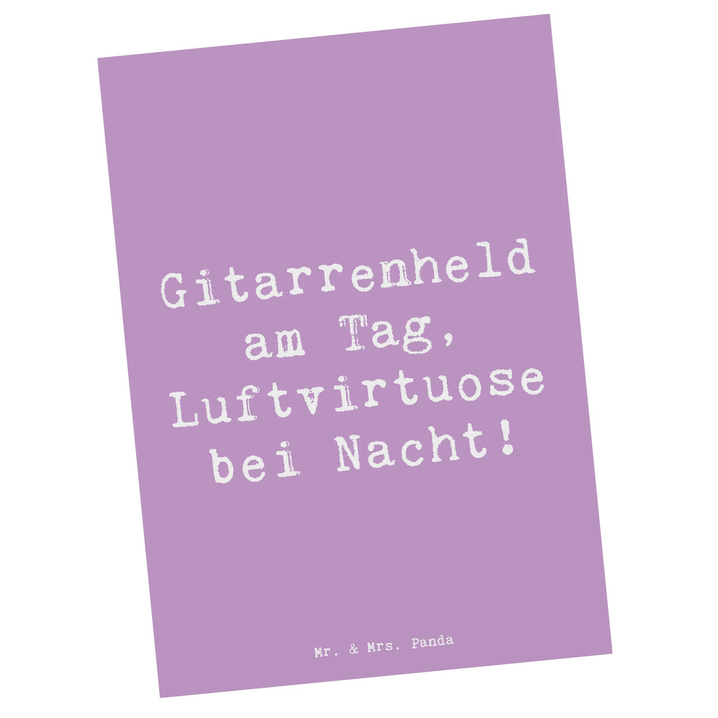 Postcard Saying Gitarrenheld am Tag, Luftvirtuose bei Nacht! Einladung Geburtstag, Dankeskarte, Karte, Postkarte, Einladungskarten Geburtstag, Ansichtskarten, Geschenkkarte, Grußkarte, Einladungskarte, Einladung, Ansichtskarte, Geburtstagskarte, Instrumente, Geschenke Musiker, Musikliebhaber