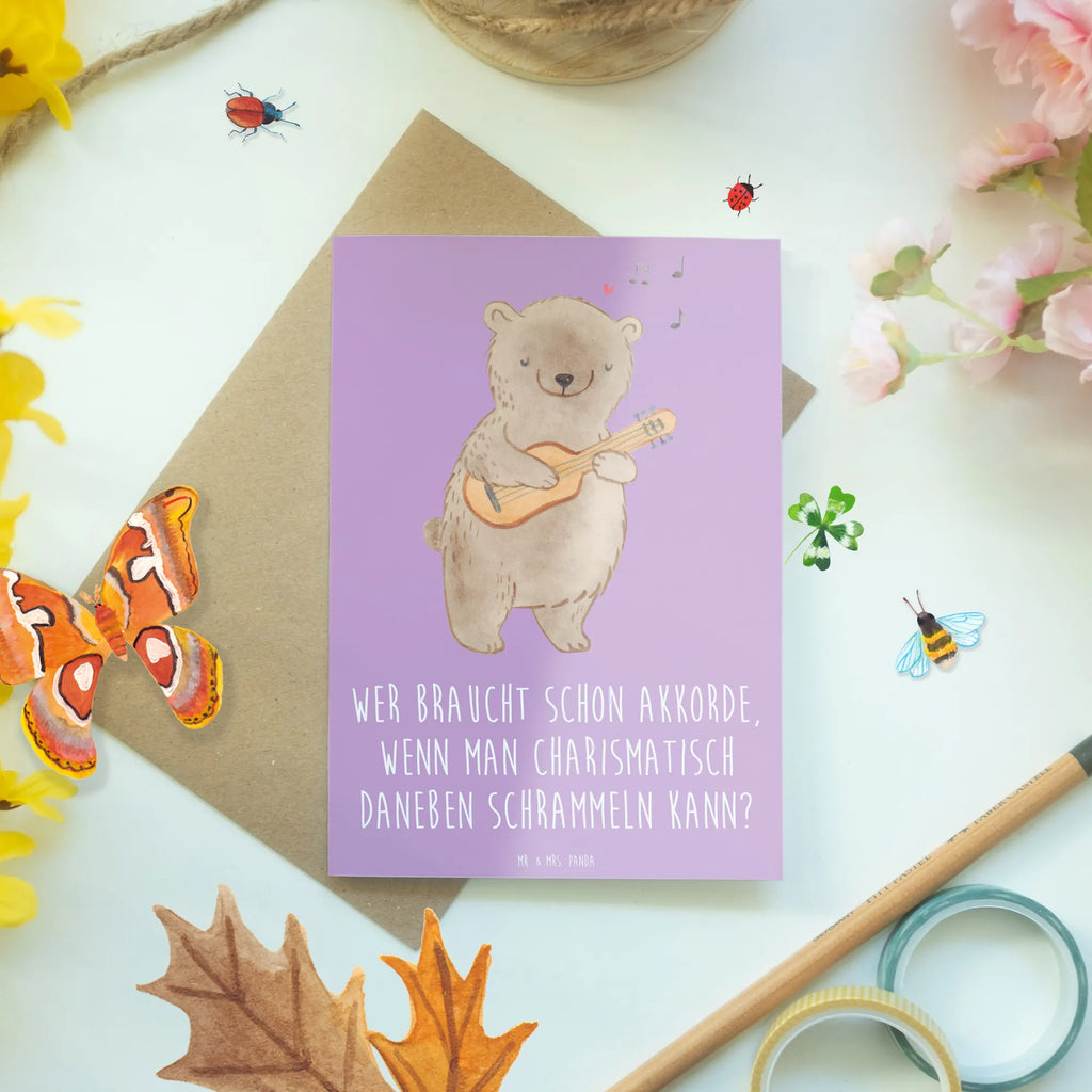 Greetings card Wer braucht schon Akkorde, wenn man charismatisch daneben schrammeln kann? Glückwunschkarte, Karte, Grußkarte, Ansichtskarten, Klappkarte, Einladungskarte, Geburtstagskarte, Hochzeitskarte, Instrumente, Geschenke Musiker, Musikliebhaber